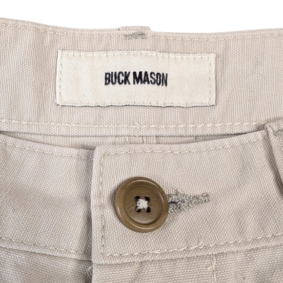 Buck Mason Womens Pants Size 29 Beige 100% Cotton Chinos Wide Leg High Rise - Picture 9 of 12